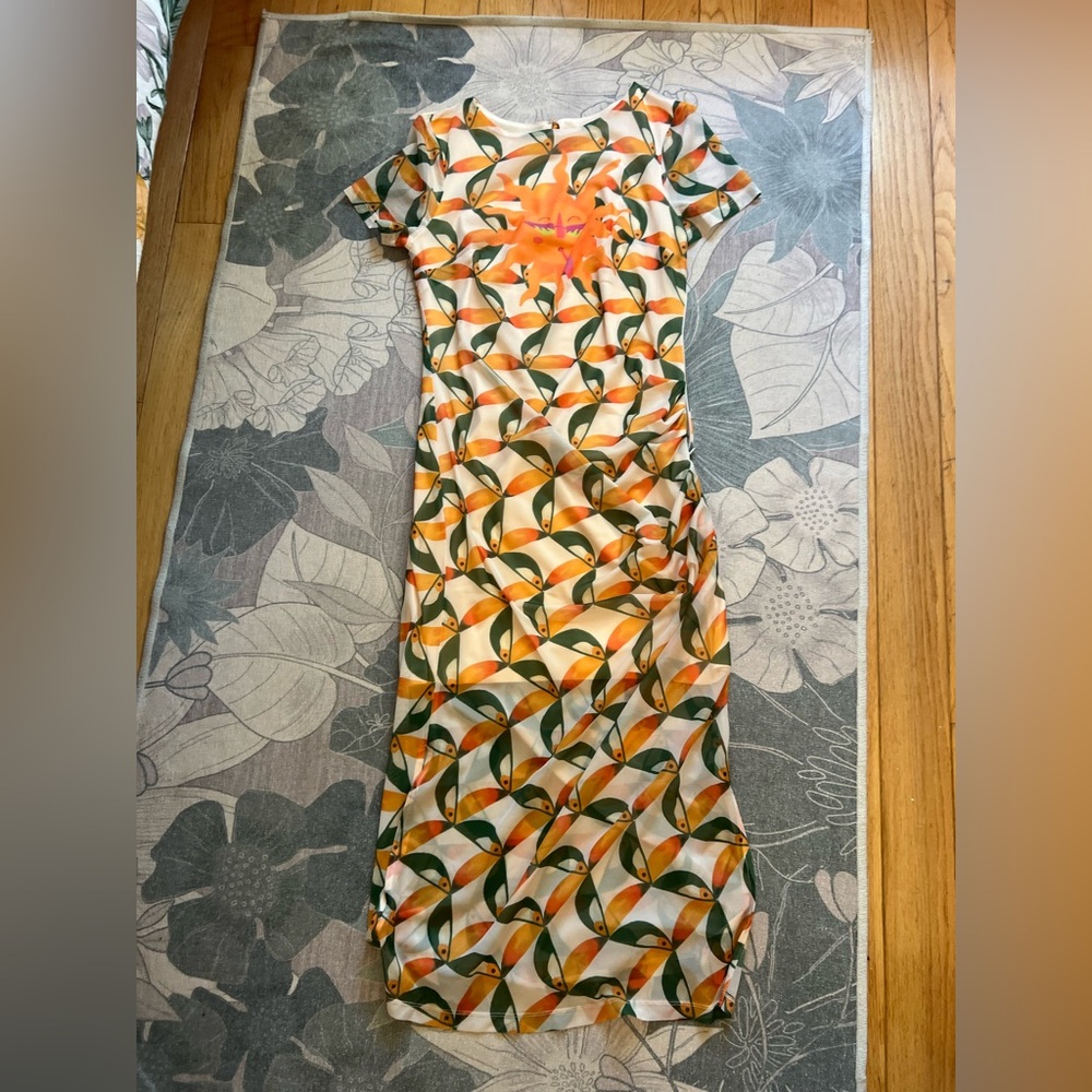 FARM Rio Tropical Orange and Green Maxi Dress